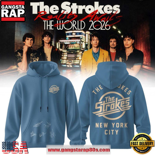 The Strokes Official Reality Awaits Tour 2026 Signature Hoodie T-Shirt