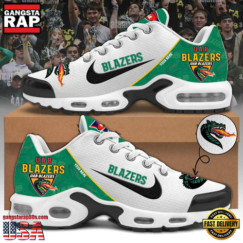 NCAA Custom Name Uab Blazers Football Mascot Symbol Air Max Plus Shoes Running Sneakers