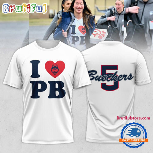 UConn Huskies Paige Bueckers I Love You PB White Shirt