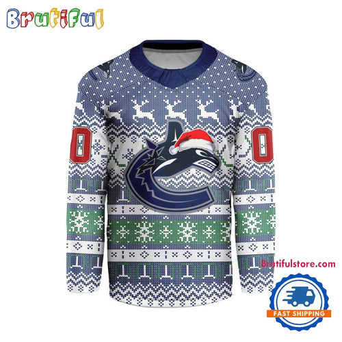 Vancouver Canucks 2025 NHL Christmas Personalized Hockey Jersey Design