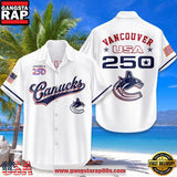 Vancouver Canucks USA Flag 250 Years of Freedom Anniversary 1776-2026 Summer Hawaiian Shirt