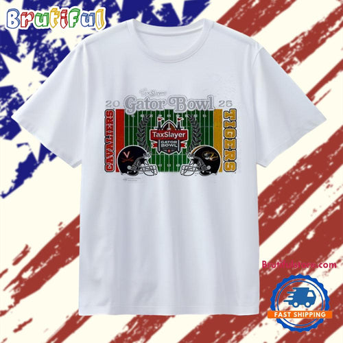 Virginia Cavaliers vs Missouri Tigers 2025 Taxslayer Gator Bowl 2 team helmet T Shirt