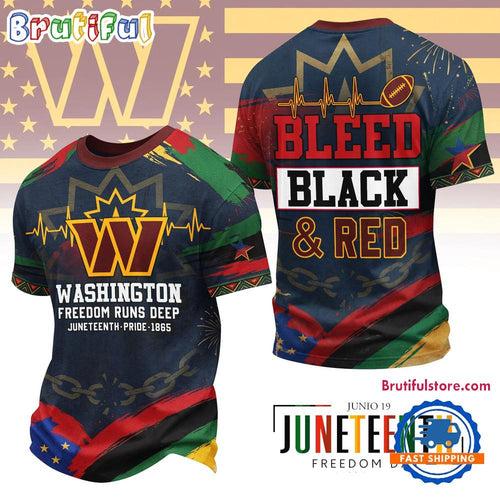 Washington Commanders NFL Juneteenth Freedom Runs Deep New Design 3D Shirt