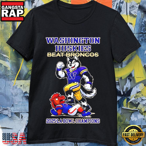 Washington Huskies NCAA 2025 LA Bowl Champions Game Mascots T Shirt
