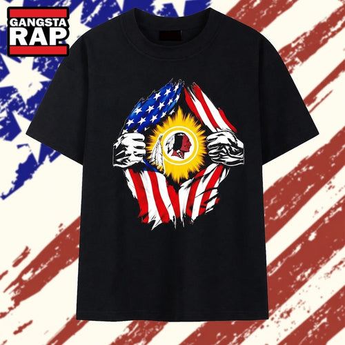 Washington Redskins American flag ripped chest T Shirt