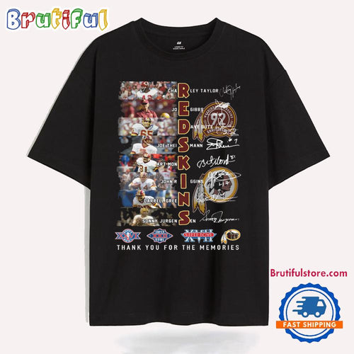 Washington Redskins Team Player Graphics Signature Thank You For The Memories T Shirt