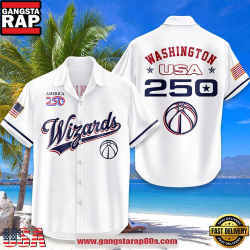 Washington Wizards USA Flag 250 Years of Freedom Anniversary 1776-2026 Summer Hawaiian Shirt