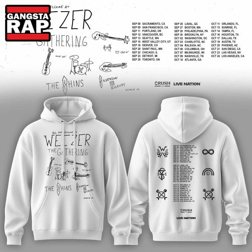 Weezer Merch The Gathering 2026 North America Tour White Hoodie , Music Trending 3D Shirt