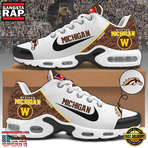 NCAA Custom Name Western Michigan Football Mascot Symbol Air Max Plus Shoes Running Sneakers