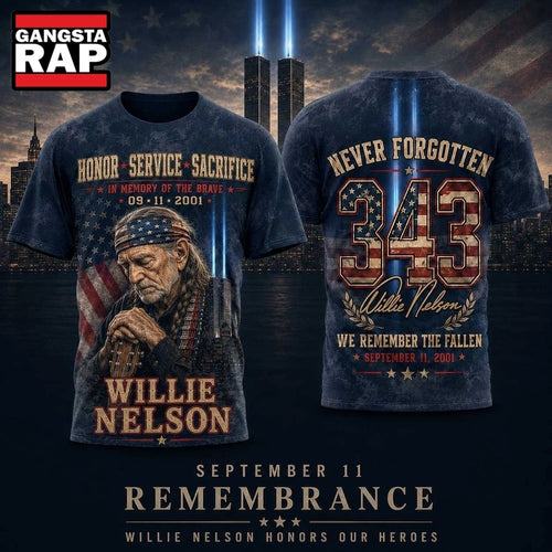 Willie Nelson American Flag Portrait 343 Tribute 3D Shirt