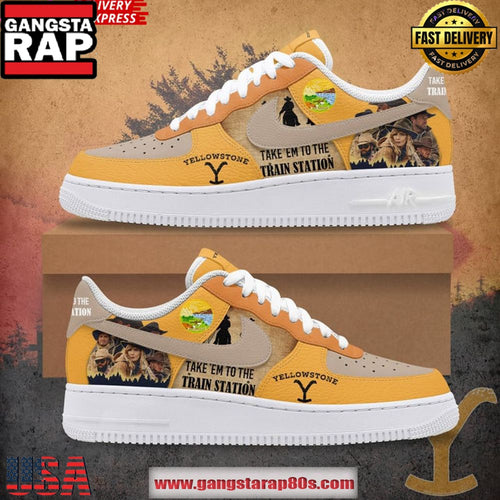 Yellowstone Take ‘Em to the Train Station Limited Edition Air Force 1 Shoes Running Sneakers