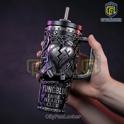 Yungblud Pink Hearts Club Weird! Themed Premium Metal Tumbler