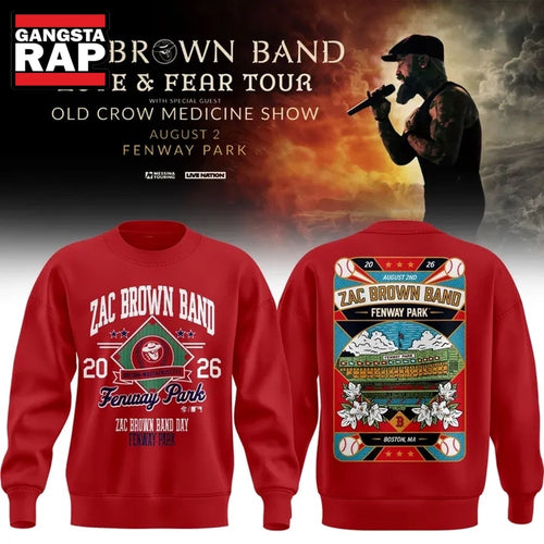 Zac Brown Band x Boston Red Sox Fenway Park Love & Fear Tour 2026 Red Sweatshirt , Music Trending 3D Shirt