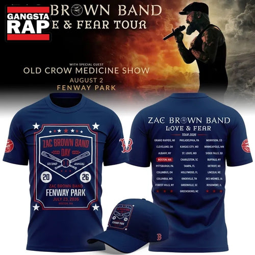 Zac Brown Band X Boston Red Sox Love & Fear Tour 2026 Fenway Park Limited Blue T Shirt , Music Trending 3D Shirt
