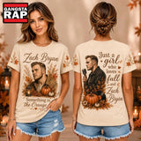 Zach Bryan Autumn Pumpkins Vintage Portrait Unisex 3D Shirt , Music Trend Shirt