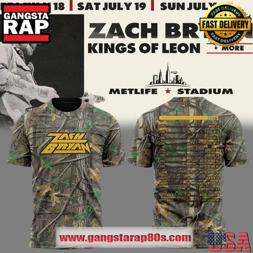 Zach Bryan Meadowlands 2025 Exclusive Version Camo T Shirt