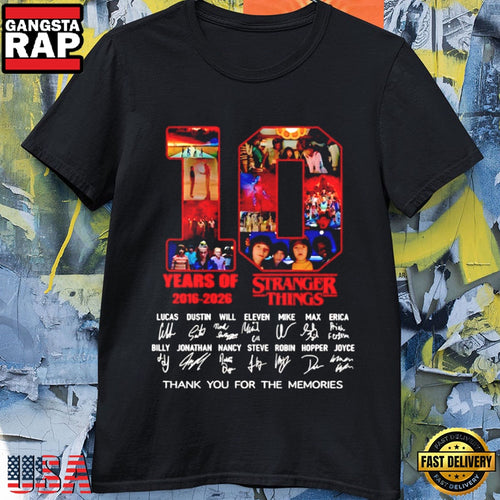 10 Years Stranger Things 2016-2026 Signatures Thank You for the Memories T-Shirt