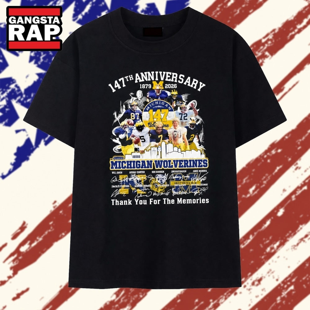 147th Anniversary 1879 2026 Michigan Wolverines Rick Leach And Legends Thank You For The Memories Signatures Premium T Shirt