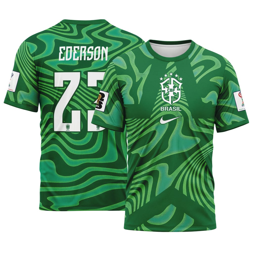 Ederson 23 Brazil 2026 World Cup Home Goalkeeper AOP T-Shirt