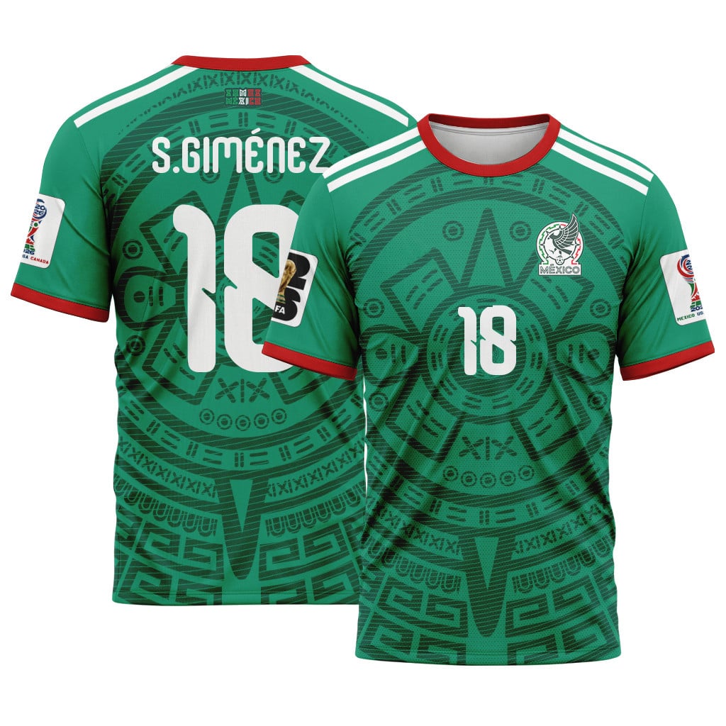 Santiago Gim?nez 18 AOP T-Shirt 2026 World Cup Mexico Home