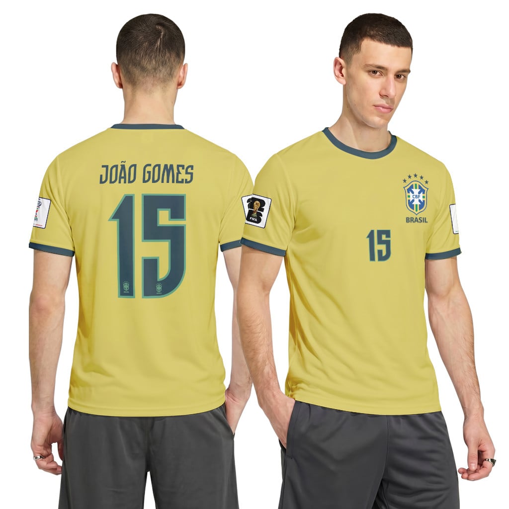Jo?o Gomes 15 2026 World Cup Brazil Home AOP T-Shirt
