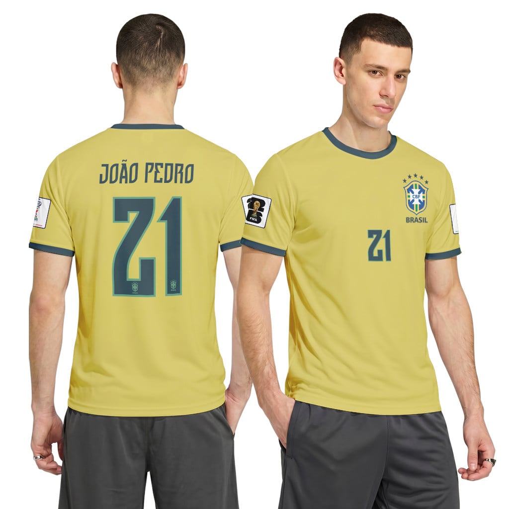 Jo?o Pedro 21 2026 World Cup Brazil Home AOP T-Shirt
