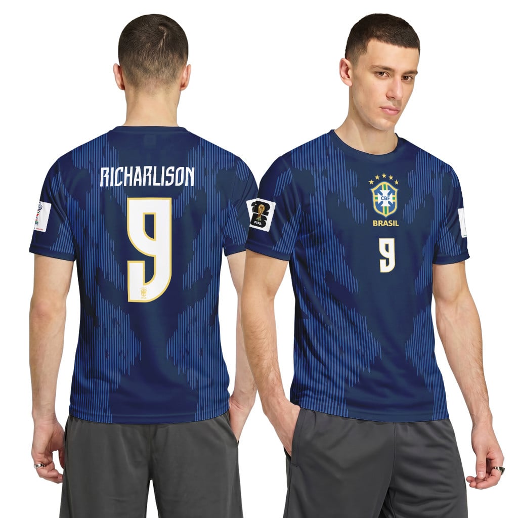 Richarlison 9 AOP T-Shirt 2026 World Cup Brazil Away