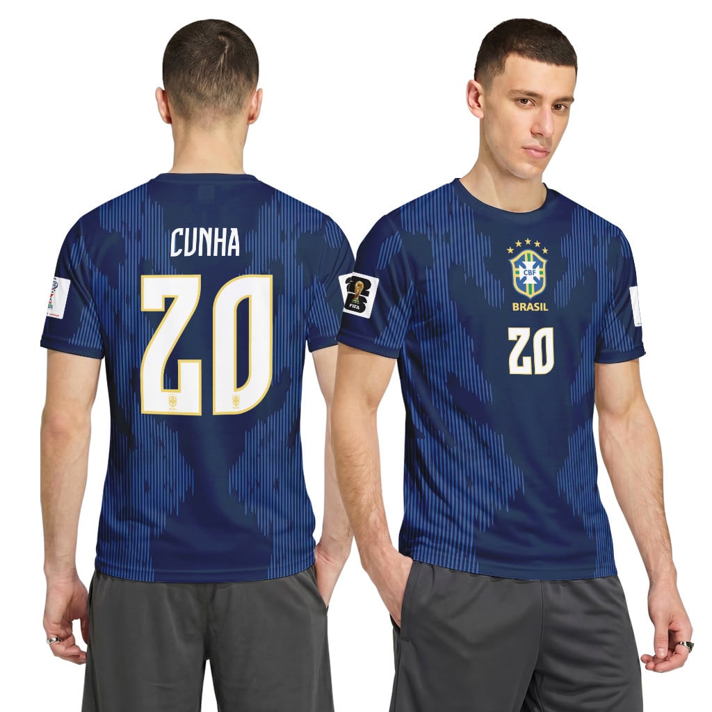 Cunha 20 AOP T-Shirt 2026 World Cup Brazil Away