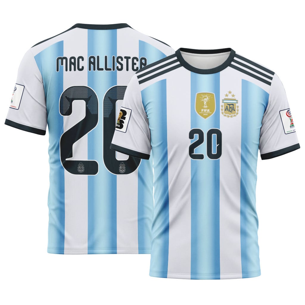 Mac Allister 20 AOP T-Shirt 2026 World Cup Argentina Home