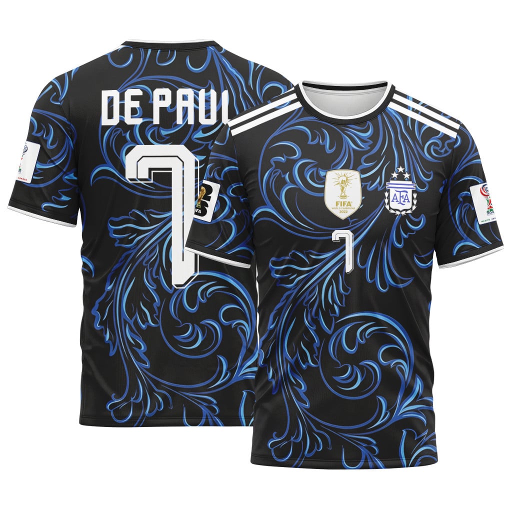 De Paul 7 2026 World Cup Argentina Away AOP T-Shirt