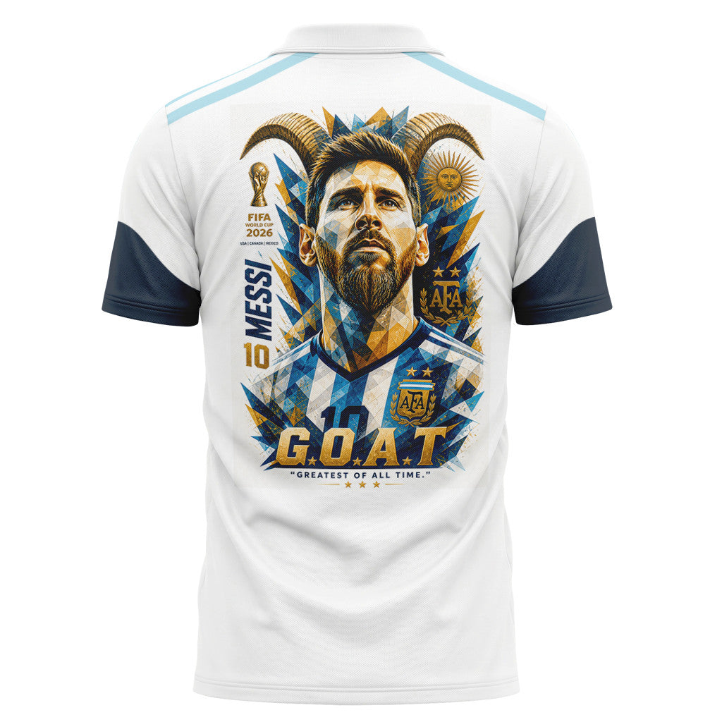 Messi AOP 3D V-neck Polo Shirt Argentina World Cup 2026