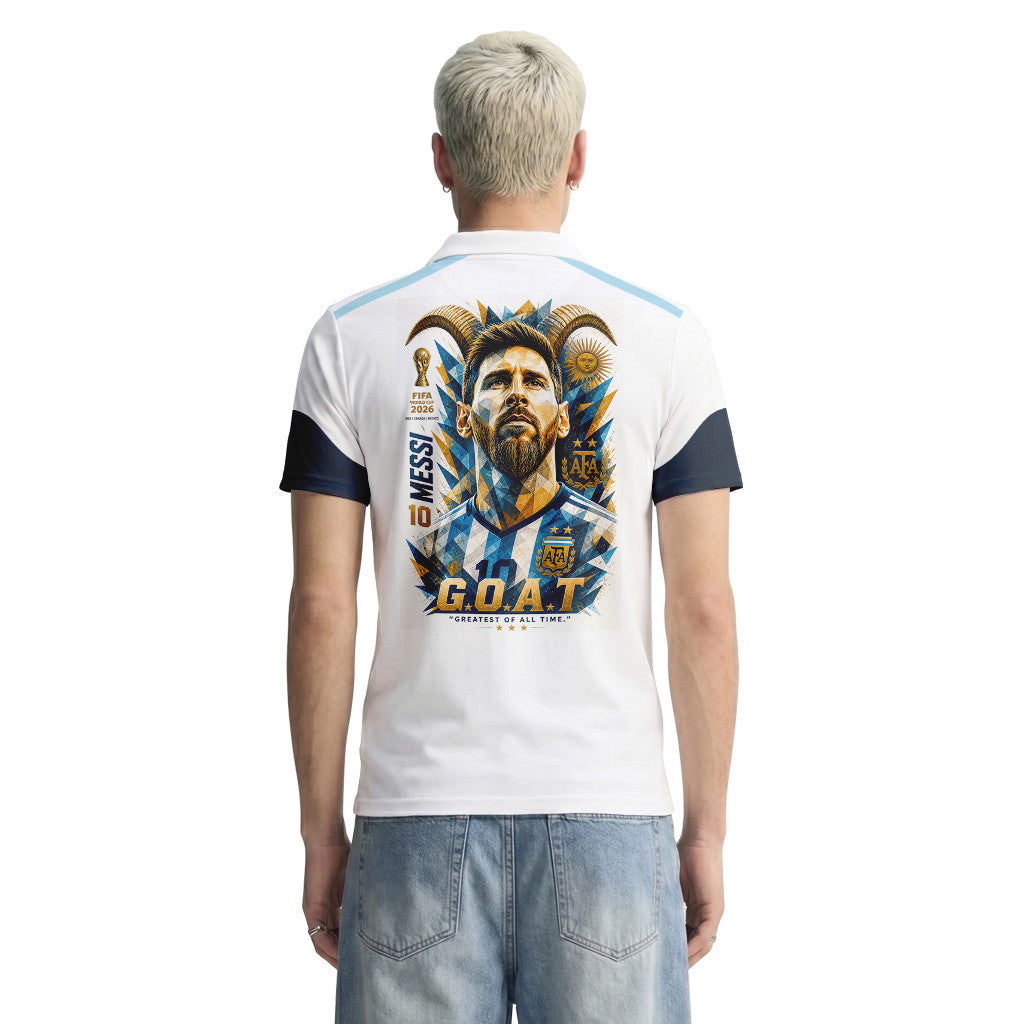 Messi AOP 3D V-neck Polo Shirt Argentina World Cup 2026