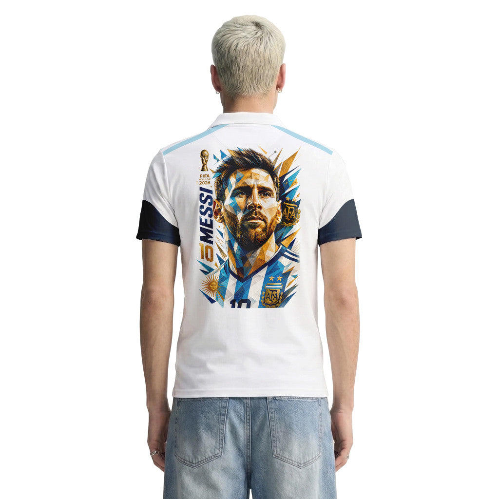 Messi GOAT Edition 3D V-Neck Polo Shirt Argentina World Cup 2026