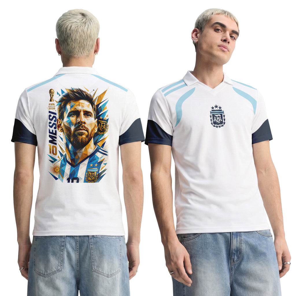 Messi GOAT Edition 3D V-Neck Polo Shirt Argentina World Cup 2026