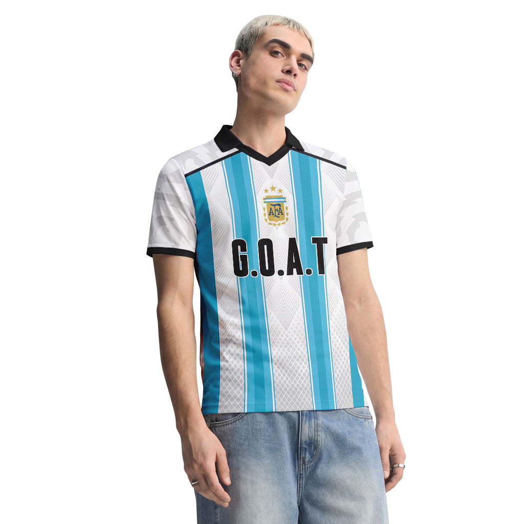 Messi 10 GOAT Edition 3D V-Neck Polo Shirt Argentina World Cup 2026