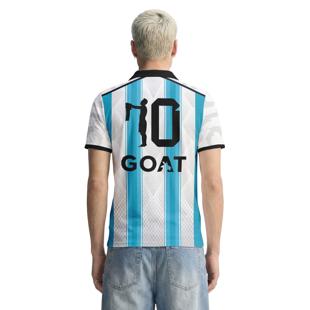 Messi 10 GOAT Edition 3D V-Neck Polo Shirt Argentina World Cup 2026