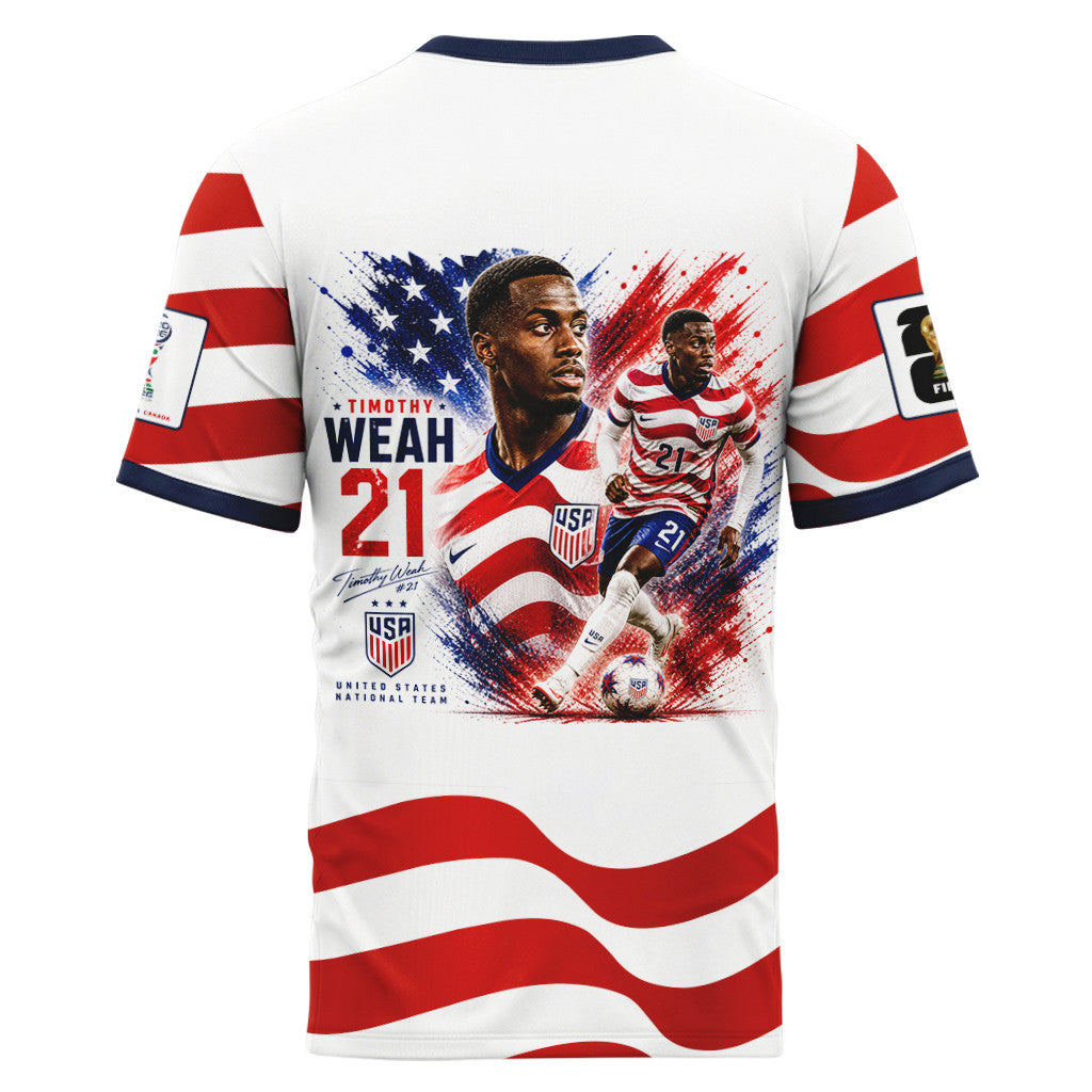 Timothy Weah 21 AOP T-Shirt 2026 USA World Cup