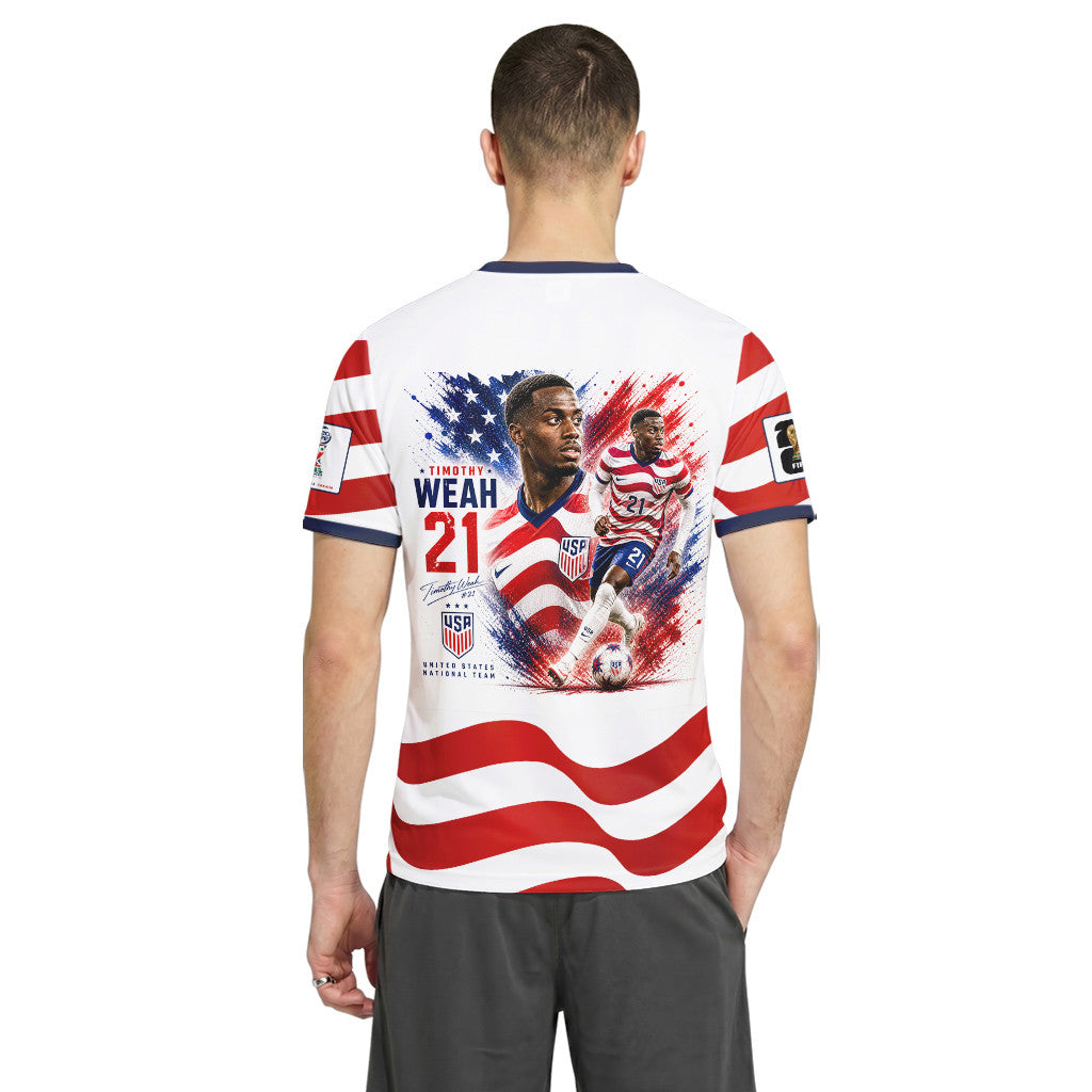 Timothy Weah 21 AOP T-Shirt 2026 USA World Cup