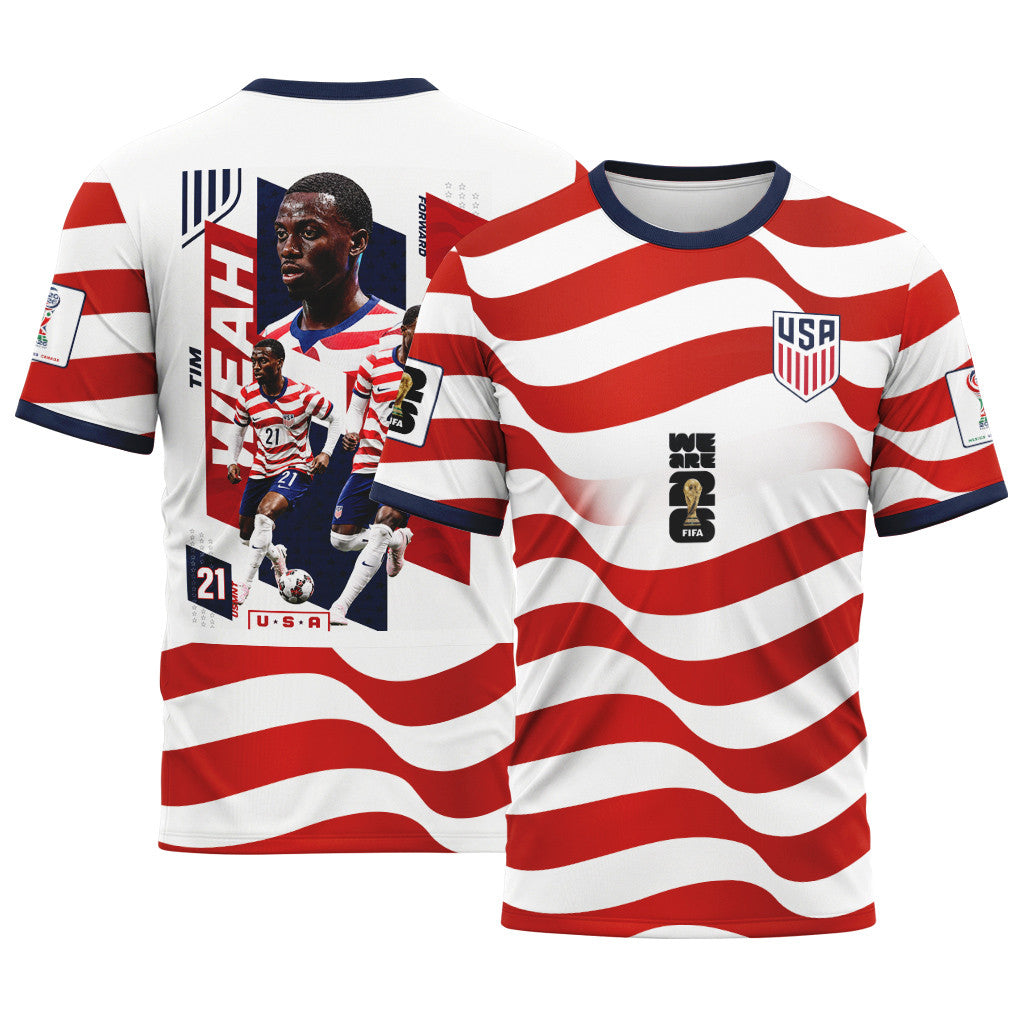 Timothy Weah 21 AOP T-Shirt 2026 USA World Cup