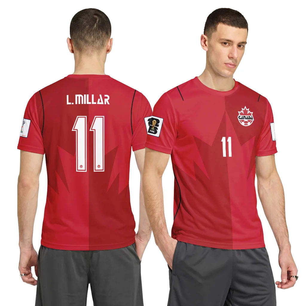 L. Millar 11 AOP T-Shirt Canada World Cup 2026 Home