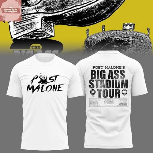 Post Malone x Utah Utes Mascot Football THE BIG ASS Stadium Tour Part 2 White T Shirt , Music Trending 3D Shirt