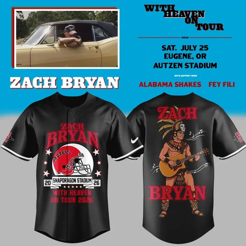 Zach Bryan x San Diego State Football With Heaven On Tour 2026 Limited Edition Baseball Jersey , Music Fans Jersey Shirt