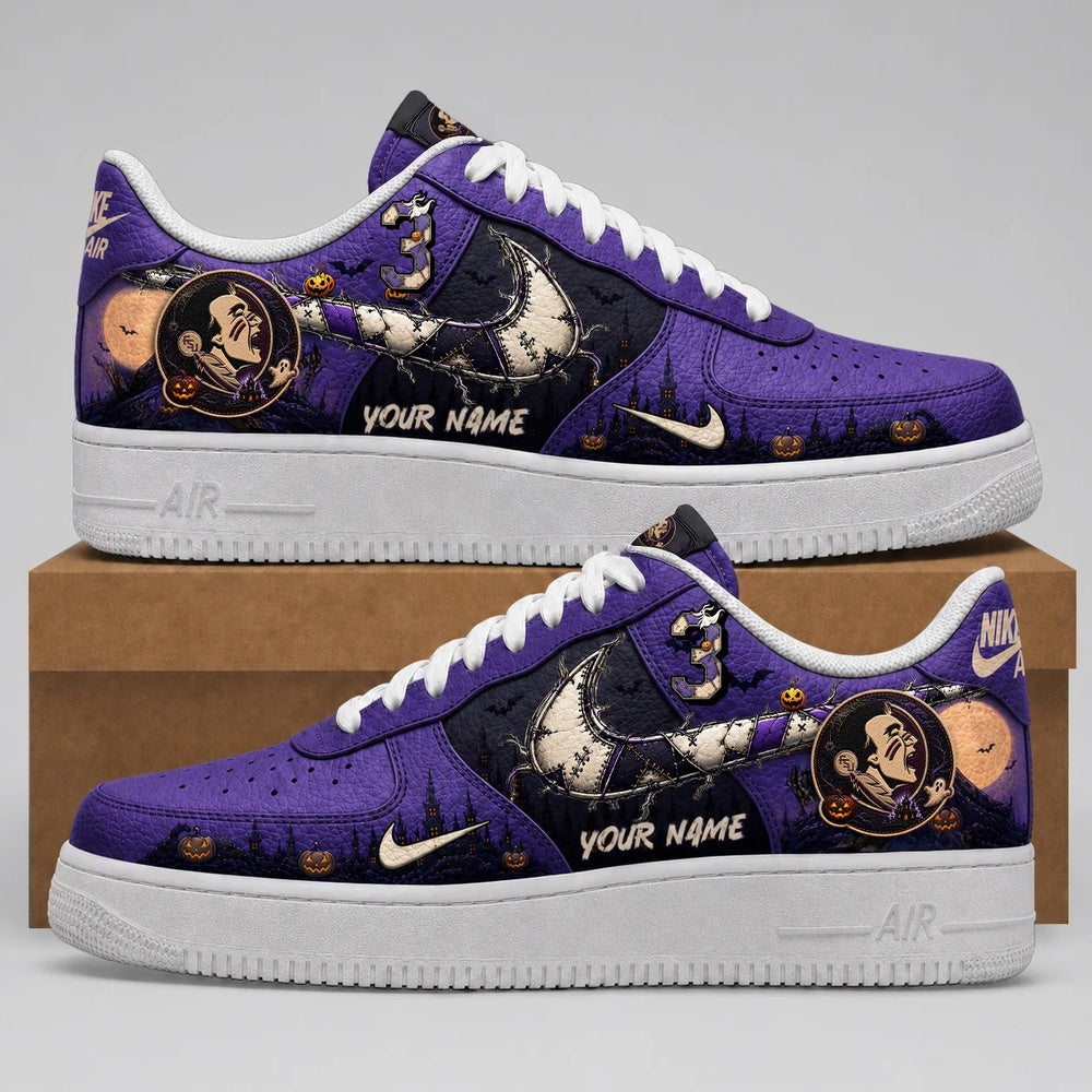 Florida State Seminoles 2026 NCAA Haunted Moon Halloween Custom Air Force 1 Shoes Sneakers