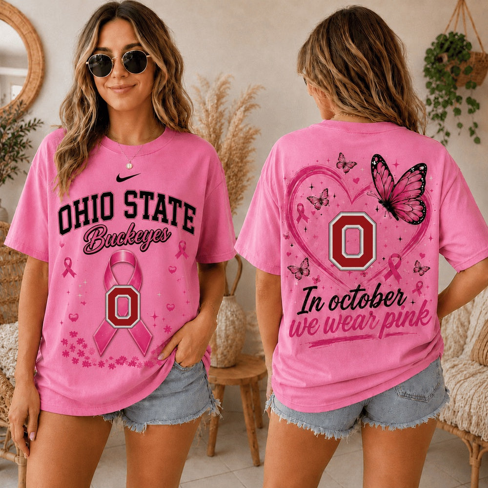 Ohio State Buckeyes 2026 NCAA Pink October Breast Cancer Awareness Fan Pride Unisex Hoodie T-Shirt