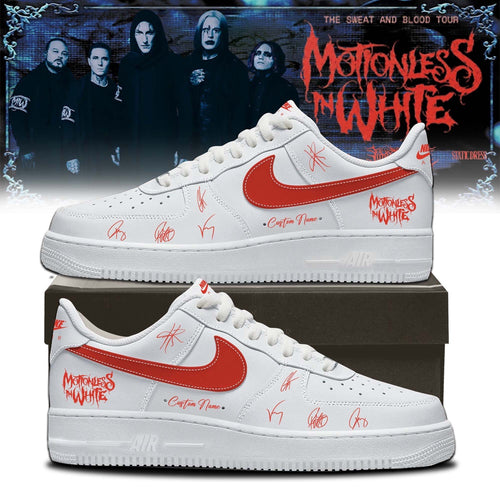 Motionless In White The Sweat And Blood Tour Signed 2026 White Air Force 1 Shoes Sneakers , Music Air Force 1 Shoes