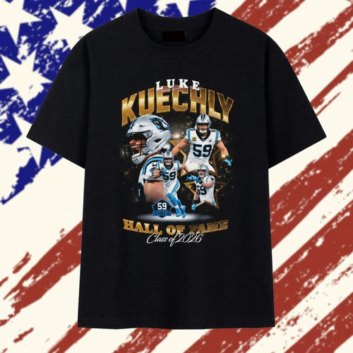 Carolina Panthers Luke Kuechly Mitchell & Ness Black Pro Football Hall of Fame Class of 2026 Collage T Shirt , Vintage Trending Shirt