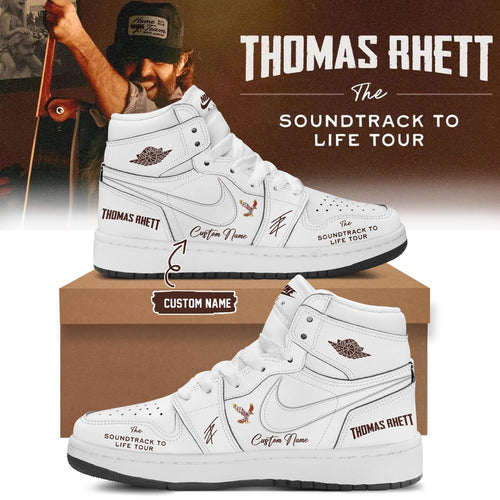 Thomas Rhett The Soundtrack to Life Tour 2026 Signature White Air Jordan 1 Hightop Shoes , Music Air Jordan 1 Shoes