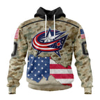NHL Columbus Blue Jackets Specialized Kits For United State With Camo Color Hoodie, T Shirt