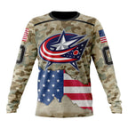 NHL Columbus Blue Jackets Specialized Kits For United State With Camo Color Hoodie, T Shirt