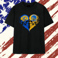 Los Angeles Rams x Golden State Warriors skulls face to face heart shape distressed T Shirt , Vintage Trending Shirt